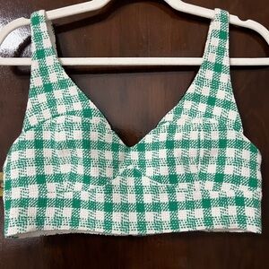 Zara green gingham crop top, size M